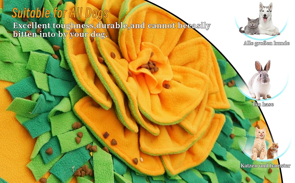 Килимок-нюхалка для собак HDOELGP, 70x70 см, оранжевий. Інтерактивна іграшка для собак, розвиває інстинкт пошуку їжі, легко миється. Підходить для малих та великих собак.