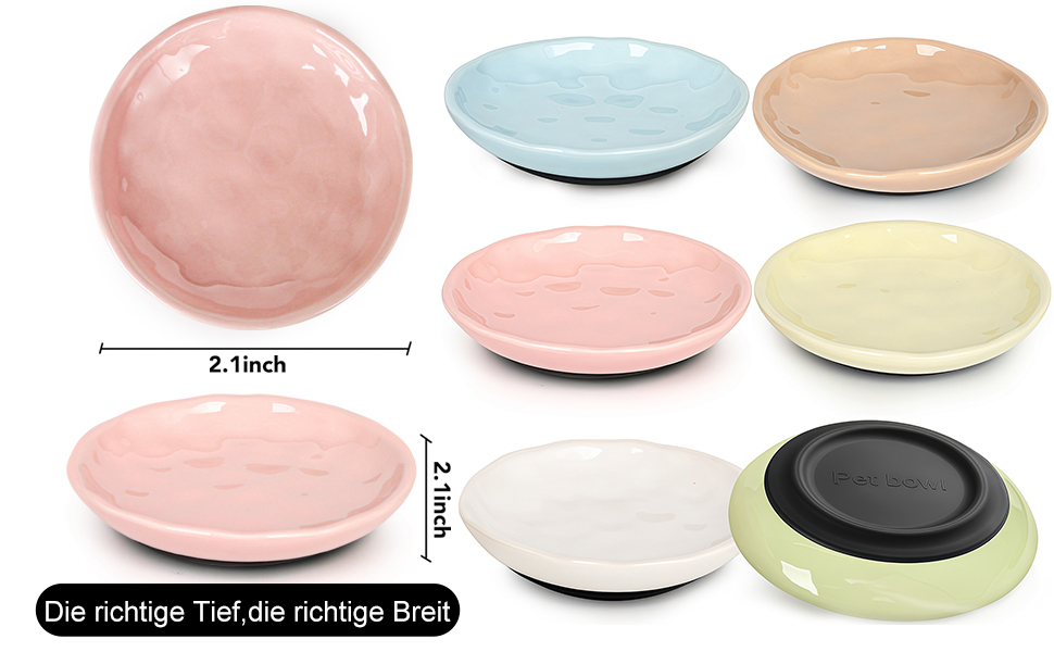 Набір керамічних мисок для котів 6er – годівниця та миска для їжі з неслизьким силіконовим дном | Плоскі, широкі миски для їжі | Непошкоджуючі для вій та придатні для миття в посудомийній машині