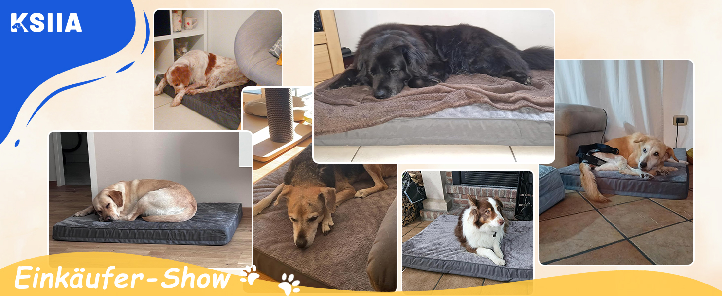 Ортопедичне ліжко для собак великих порід KSIIA, XL, 105x70x8 см, знімний чохол, Пломбір