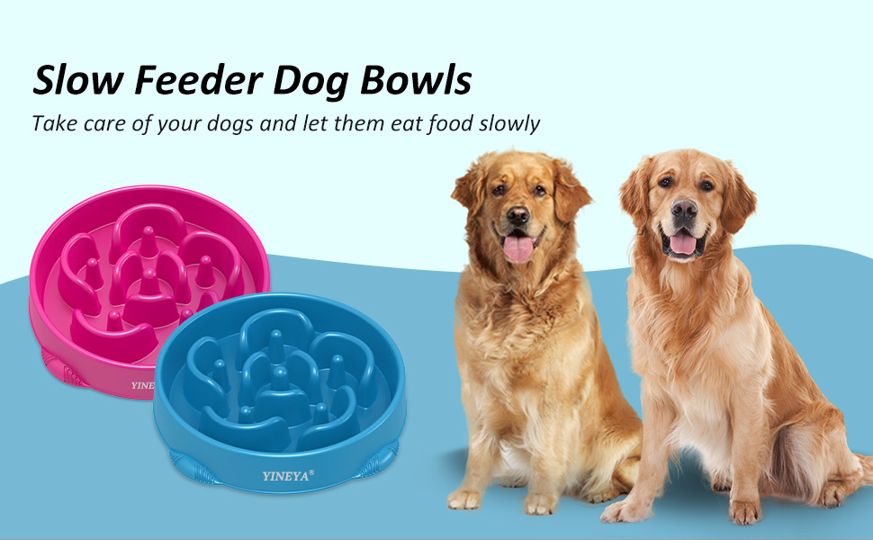 Набір мисок для собак, повільне годування, 2 шт. (магента, темно-синій)