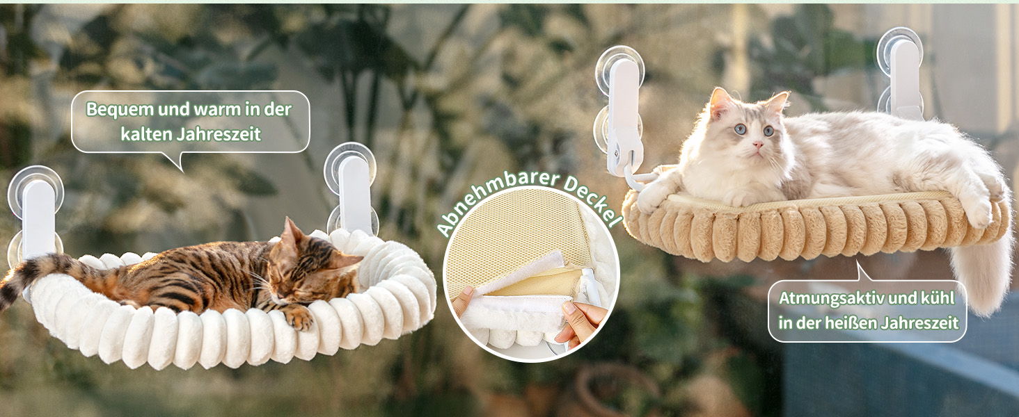 Ліжко для котів GUUSII HOME на вікно, розкладне, з кріпленням на віконну раму, до 18 кг, біле (M)