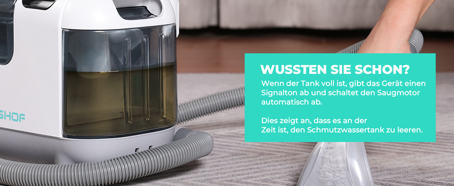 миюча пилосос з паровою функцією HAUSHOF StainZapper Vapo, для килимів, диванів, авто, з підігрівом води та високою температурою пари, з миючим засобом