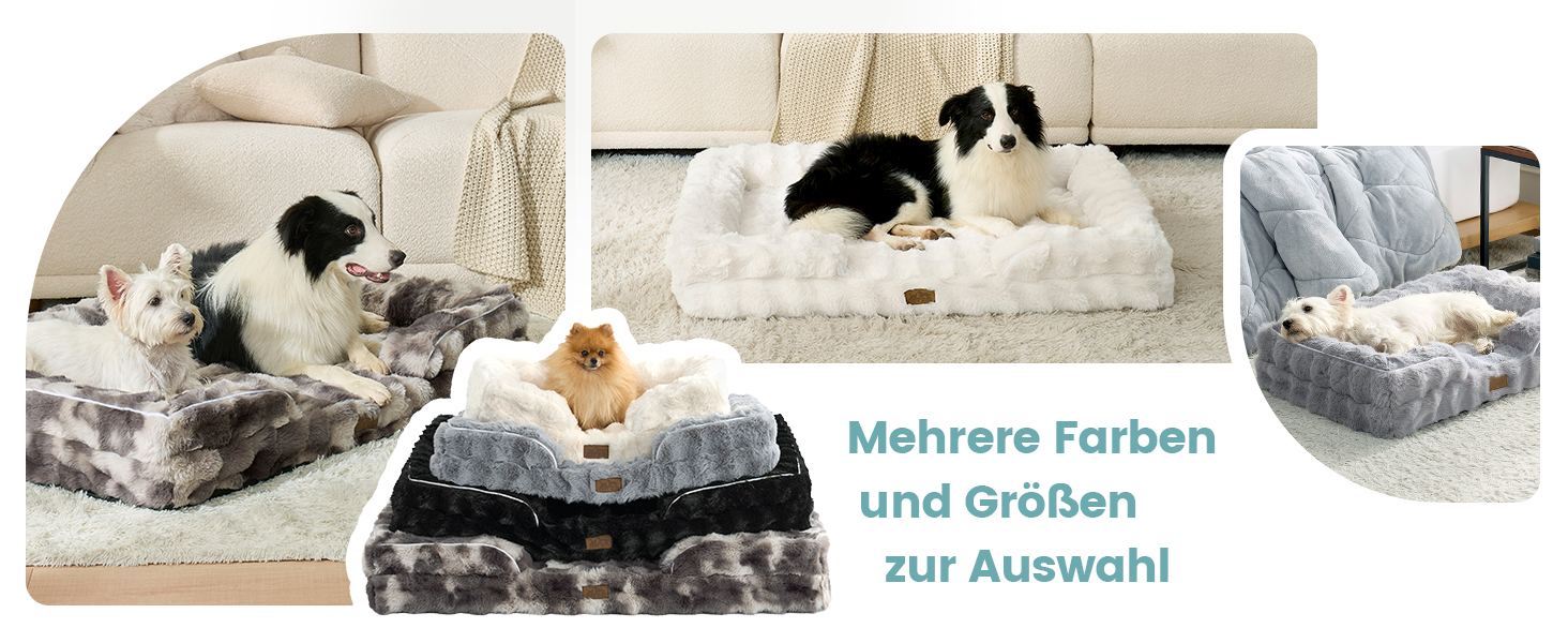 Ортопедичне ліжко для собак з штучного хутра, великі породи, C-подібне ліжко XL сірого кольору Tie-Dye, м'яке, тепле, з водонепроникним покриттям, антиковзаюче, з високощільним пінополіуретаном, миється