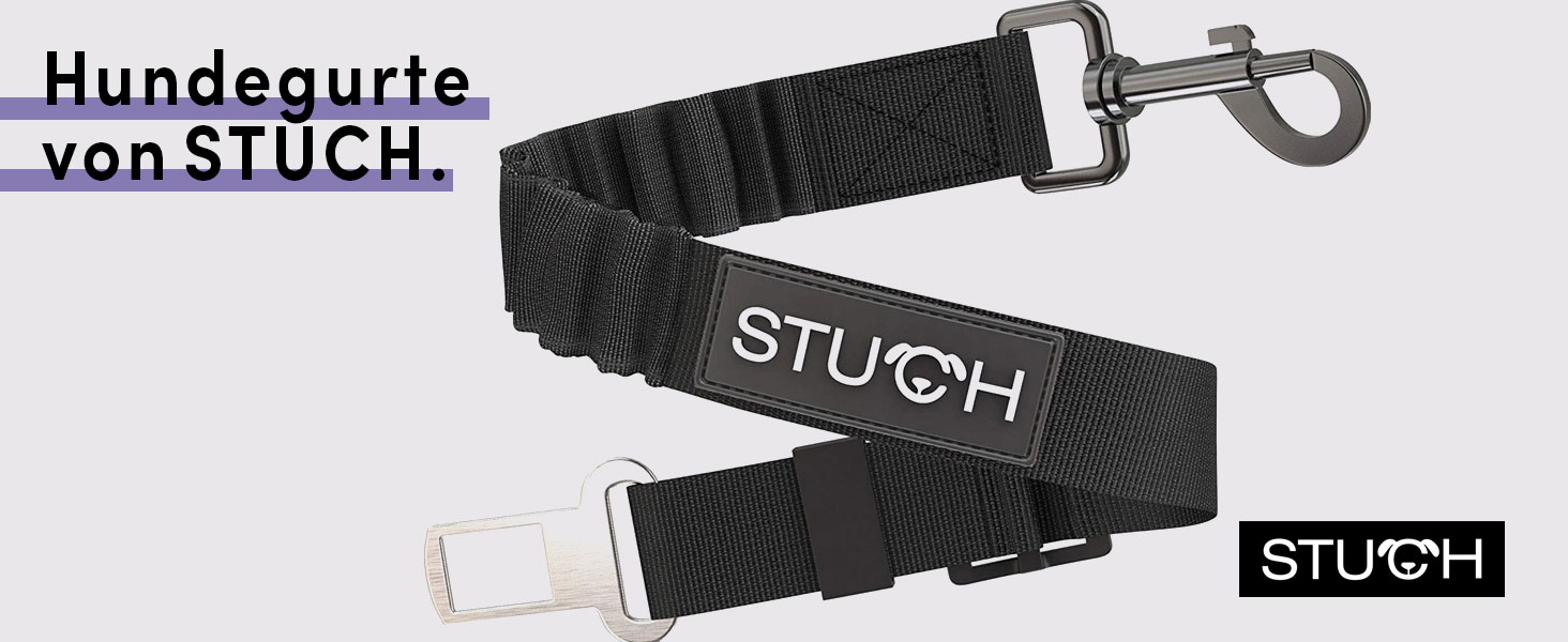 Універсальний безпечний ремінь STUCH для собак та котів - підходить для всіх порід собак та типів автомобілів (чорний колір), OneSize