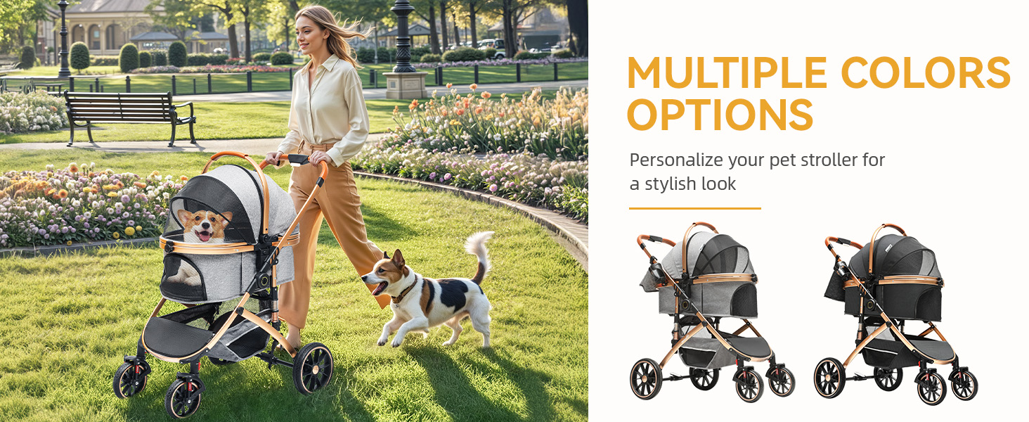 Візок для собак та котів 3-в-1 DWVO: візок, переноска, сумка. До 22 кг, сірий