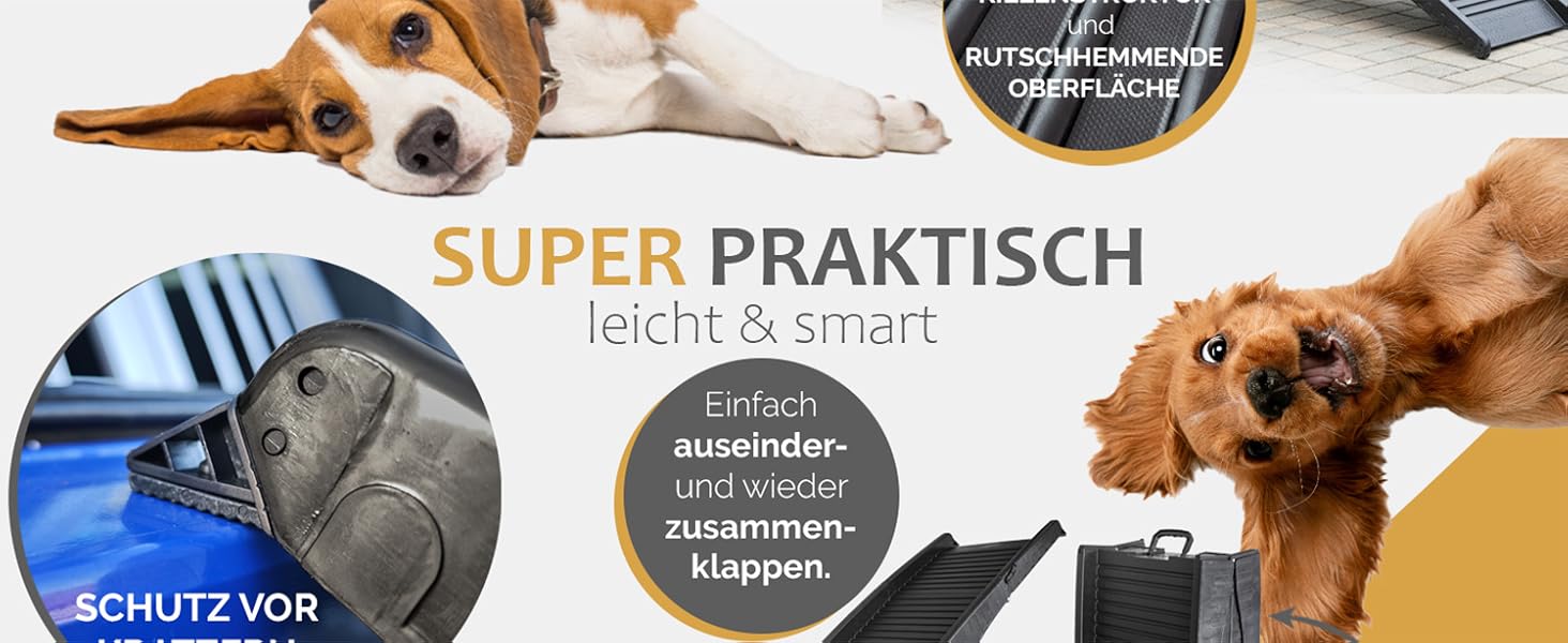 Рампа для собак у автомобіль, алюміній, Petigi, для SUV, антиковзка, вантажопідйомність 70/90/150 кг, моделі 01 та 06