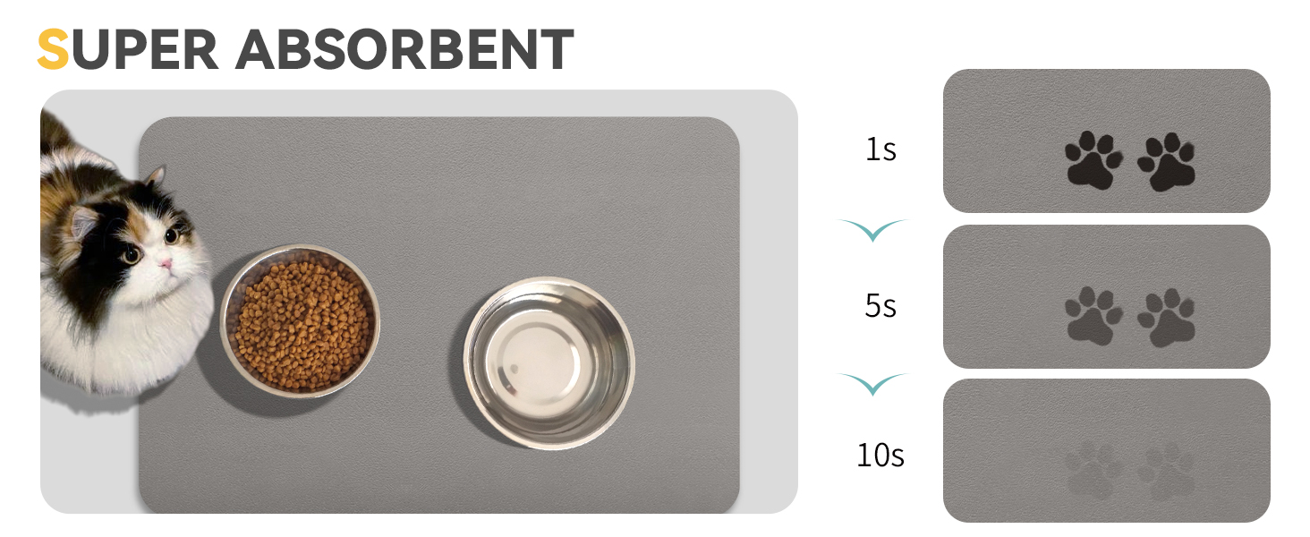 Підкладка під миску для собак та котів, нековзна, 60 x 150 см, сірий колір
