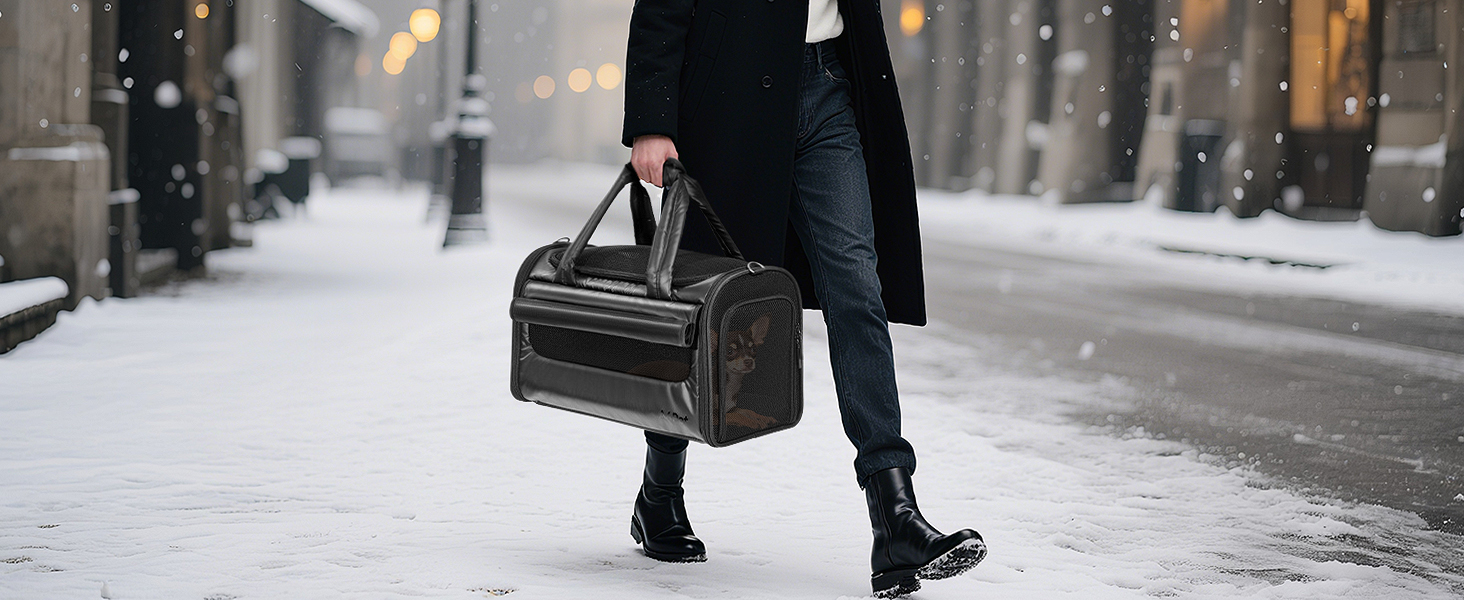 Транспортна переноска для кота/собаки 4 Pet, чорна, з сіткою та захистом, для подорожей літаком та авто