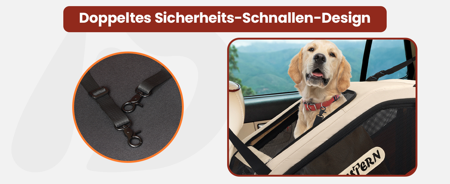 Складана переноска для собак у машину та в подорожі, Softbox для маленьких та середніх собак, швидке складання за 1 хвилину, міцний металевий каркас, дихаючі сітчасті вікна та зручний доступ, коричнева