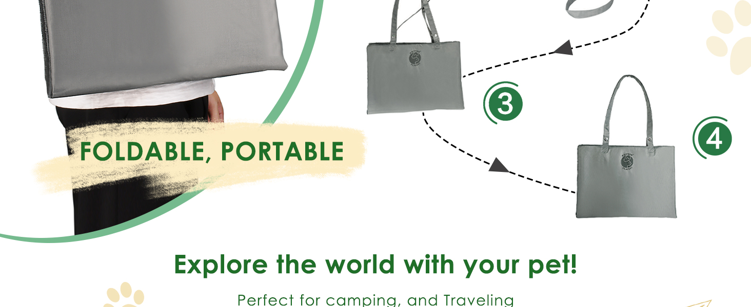 Водонепроникний килимок для котів та собак Kritter Planet, складаний, миючий, 80 x 60 см, чорний