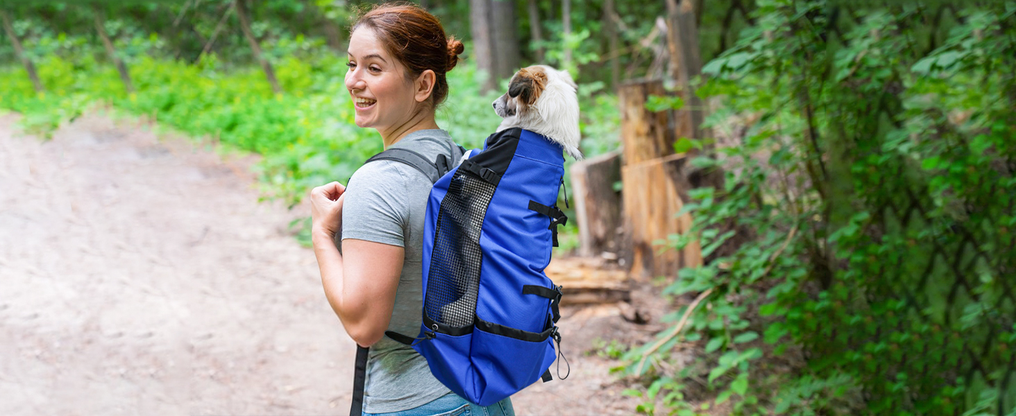 Рюкзак-переноска для собак Galatée, регульований, з вентиляцією, для походів, трекінгу та подорожей (S, чорний)