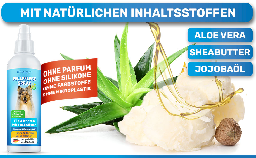 BluePet Щітка та спрей від ковтунів для собак та котів. Розплутує шерсть, покращує розчісування. Спрей від ковтунів, спрей для догляду за шерстю з алое вера, ши-олією та олією жожоби. Щітка для підшерстя.
