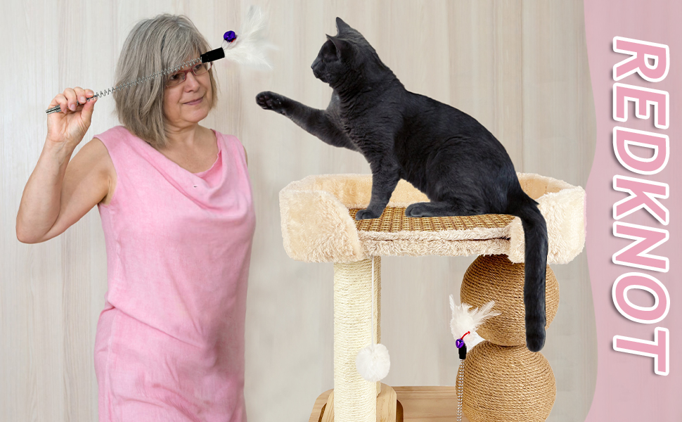 Інтерактивна іграшка для котів з дерева 6 в 1: меблі, кулі, м'яч, килимок, дряпка, кішка для середніх та маленьких котів