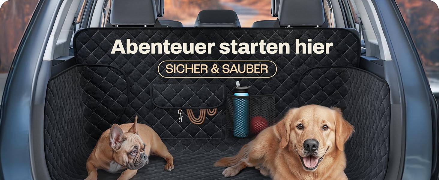 Захист для багажника авто від бруду та подряпин для собак HELDENWERK, чорний, преміум-якість, стежканий, з захистом бокових панелей та краю багажника, водовідштовхувальний, універсальний