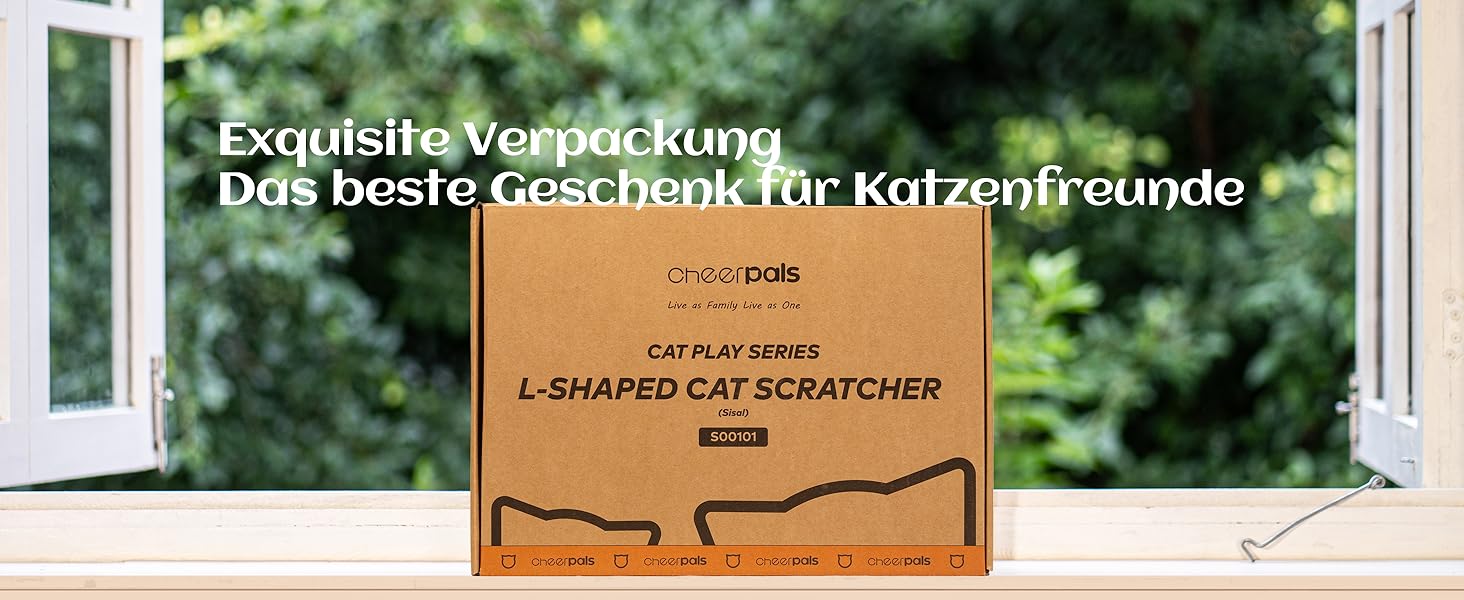 Котячий дряпак CheerPals L-подібний з сизалю - міцна конструкція з бука, 58x37x48 см