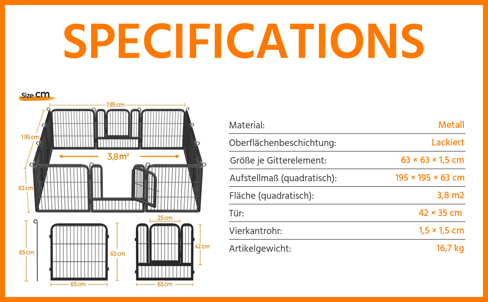 Клітка для цуценят Yaheetech, 12 секцій, 63 см, з 2 дверцятами, автоматичним замком, гнучка та складна, для дому та саду
