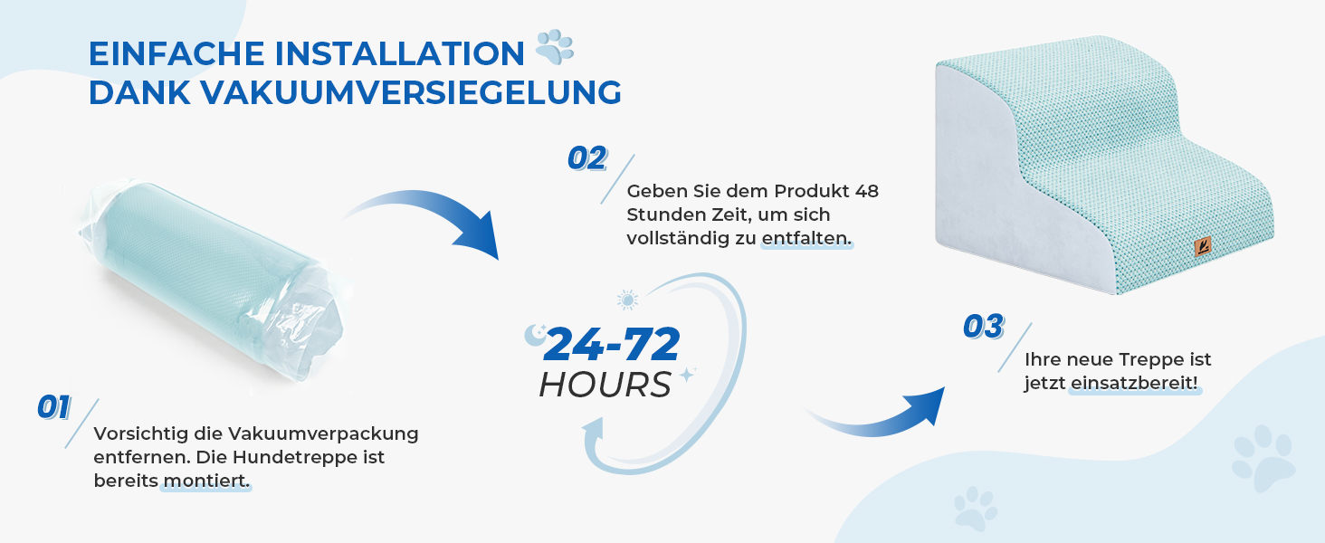 Сходинки для собак та котів, 3 ступені, 40 см, сірі (блакитні), миються, протиковзкі