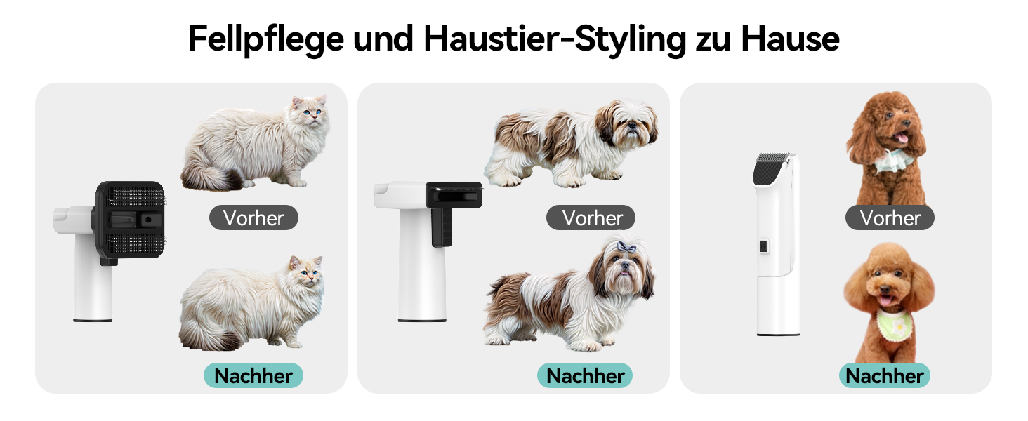 Amicura Шерстьомашинка для собак з пилососом для шерсті та феном 15000Pa, набір для догляду за тваринами, регульована швидкість і температура, 5 перевірених інструментів, тиха машинка для собак та котів