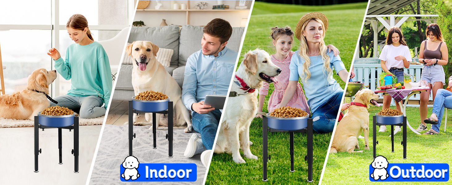 Підставка для корму для собак Triangle, регульована висота, метал, стабільна та протиковзна