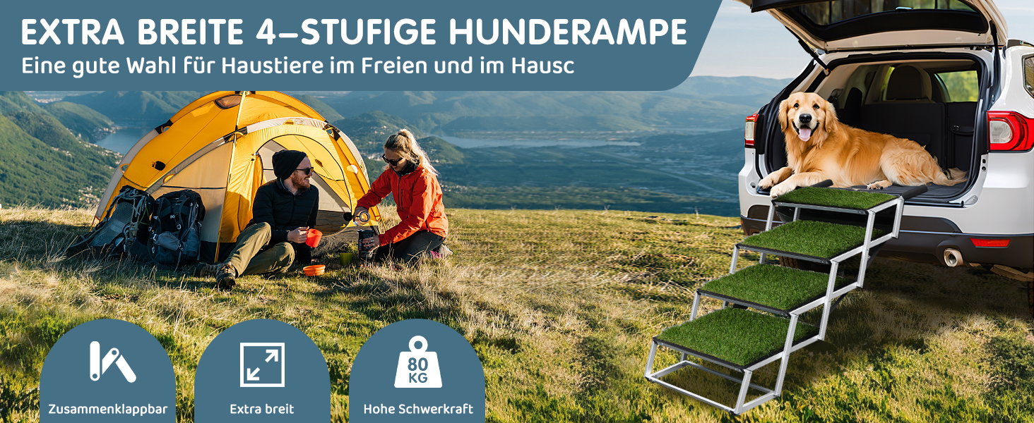 Східці для собак SDLDEER в автомобіль, 4 сходинки, складна рамка, допомога для завантаження, сумісні з усіма авто, регульована висота, вантажопідйомність до 80 кг, висота 64-68 см