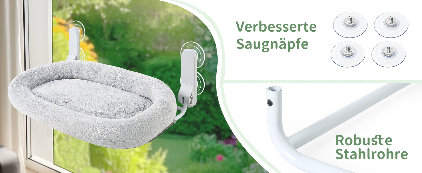 Лежанка для котів на вікно GUUSII HOE: крісло-гамак з 4 присосками, легка установка, білий (сірий, м)