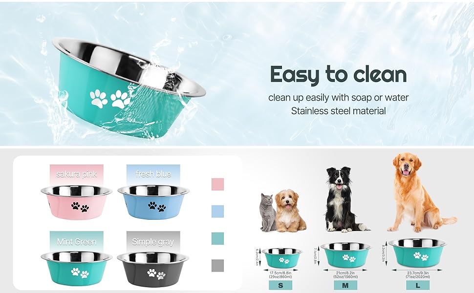 Набори мисок для собак та котів SUOXU з нержавіючої сталі (1560 мл, 2 шт.) з антиковзною основою, для великих, середніх та маленьких порід