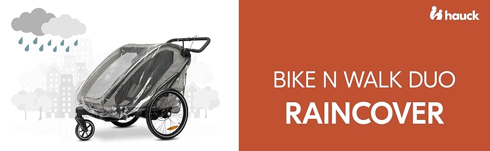 Hauck Bike N Walk Duo - 3в1 велопричіп для двох дітей (6 місяців - 22 кг) з амортизацією, ручним гальмом, регульованими спинками та багажником