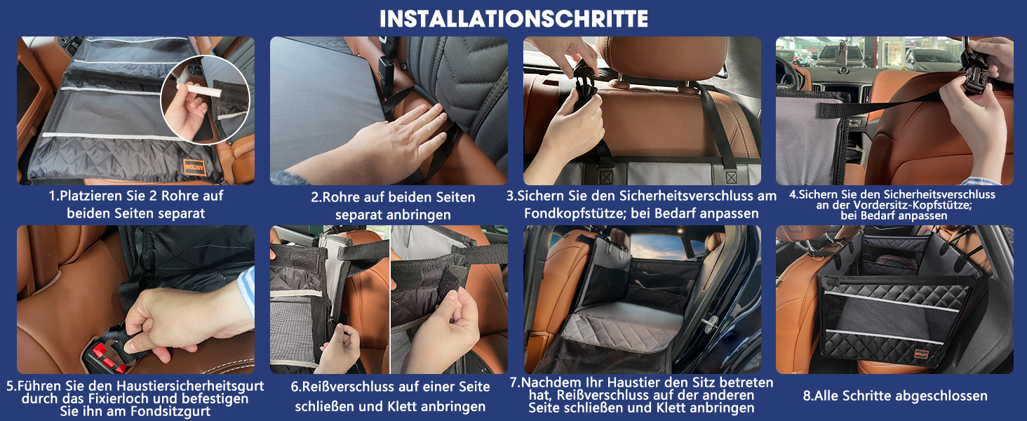 Автокрісло для собак MixJoy: стабільне, вологостійке, з кріпленнями для середніх та великих собак (сірий)