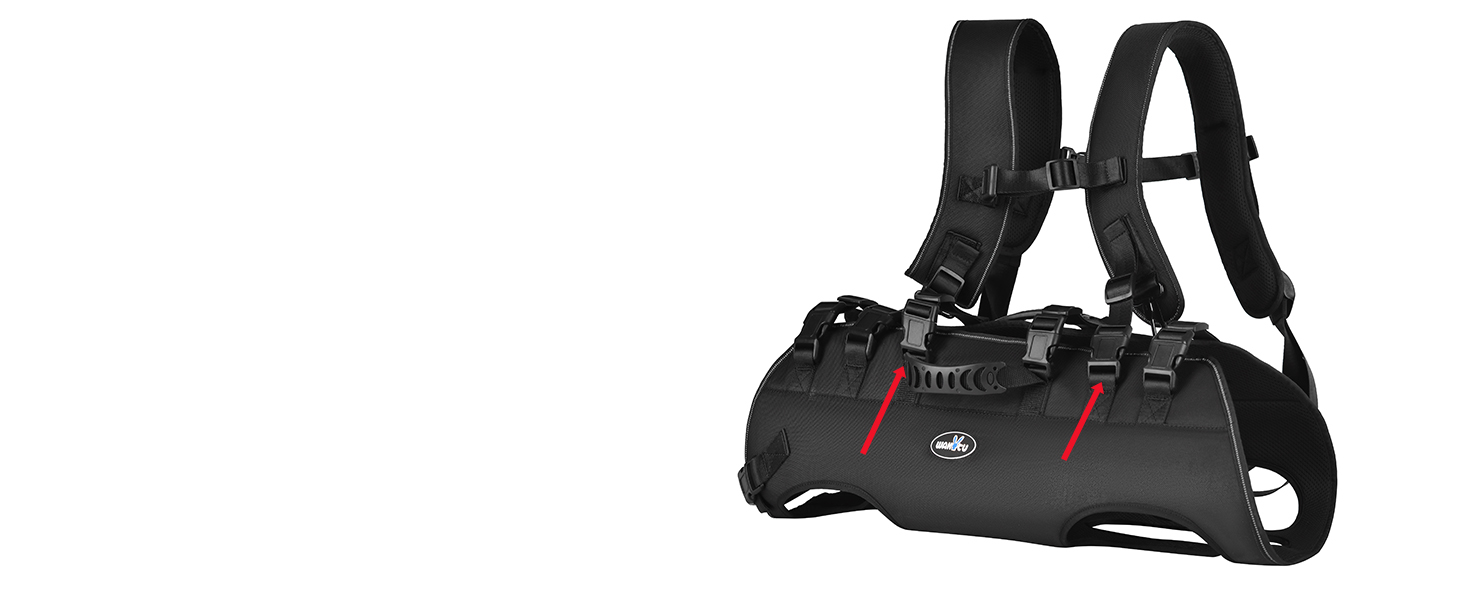 Сумка-переноска та повідок для собак, Wakytu, для маленьких собак (4-8 кг), чорний, регульовані ремені