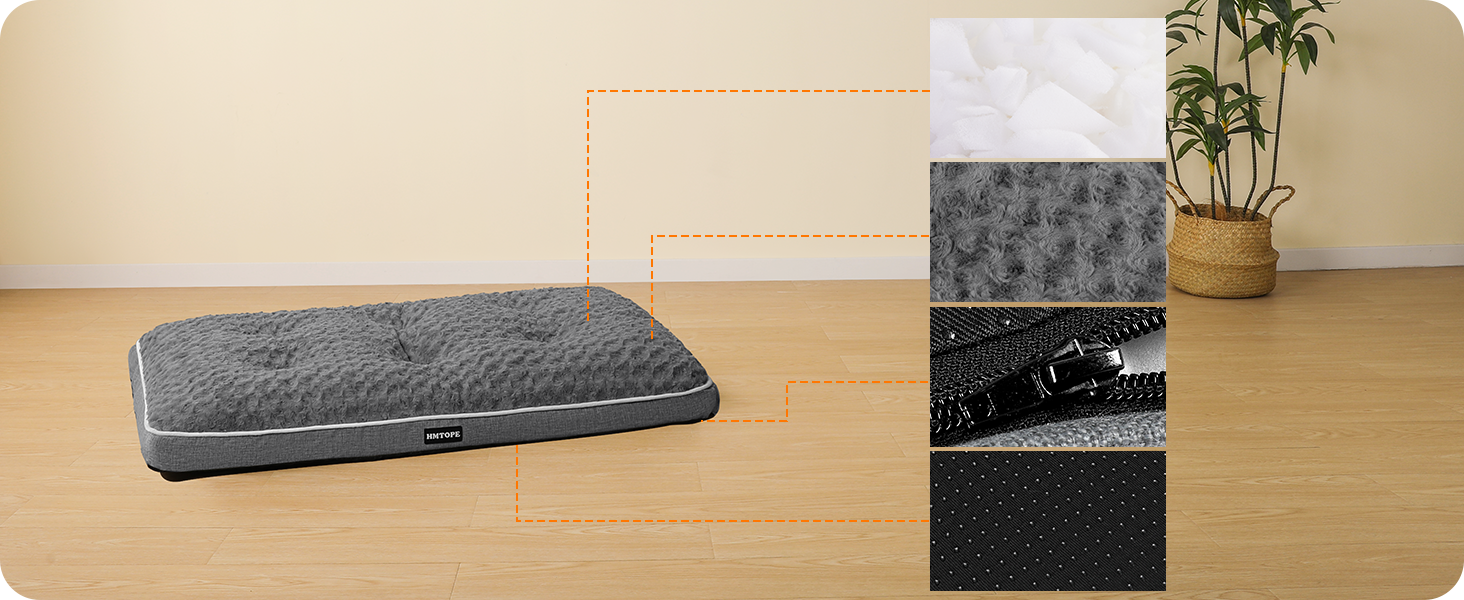 Ортопедичний лежак для собак, матрац для собак з двошаровою конструкцією, миючий лежак для собак, знімний кошик для собак, 105 см для середніх собак, середньо-сірий L 105 x 69 x 12 см, середньо-сірий