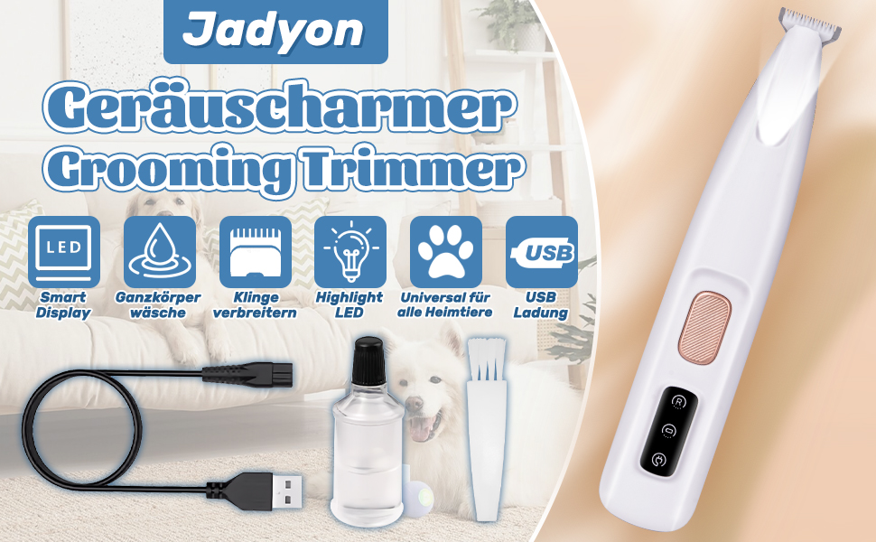 Триммер для стрижки котів та собак PawTrim Pro з LED-підсвічуванням, тихий, перезаряджуваний, вологостійкий