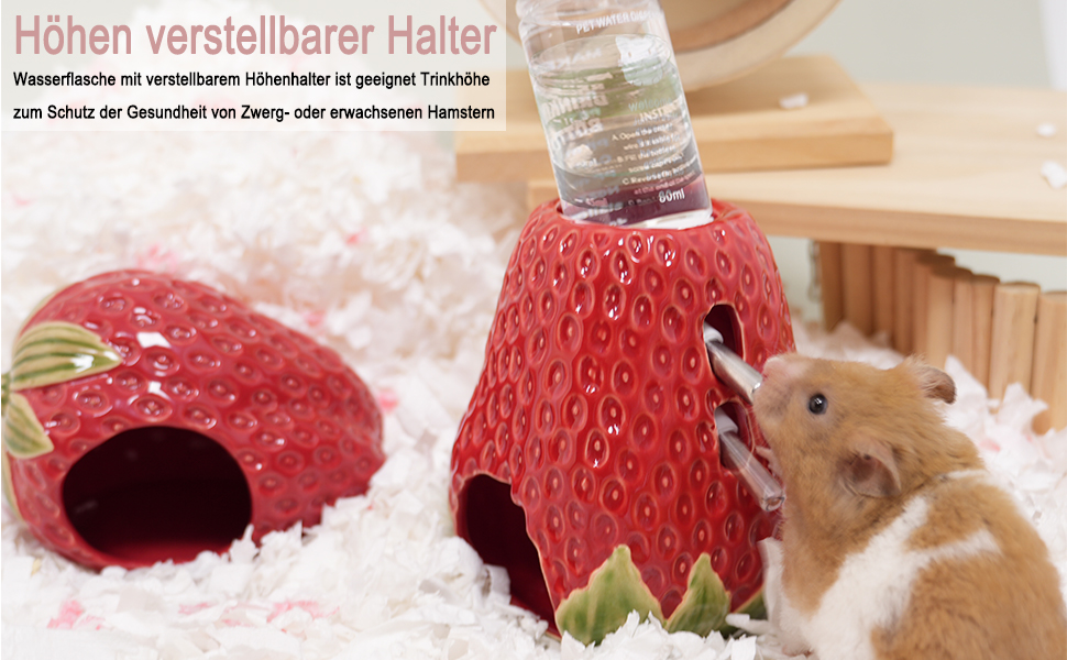 Керамічна пляшка для води для хом'яків Kelivi з кріпленням, 80 мл, без протікання, червона