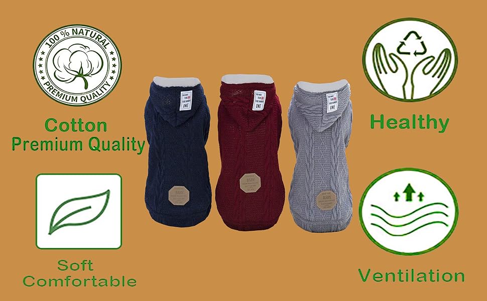 Вовняний пуловер для собак з капюшоном, теплий зимовий пуловер з ролетним коміром, флісовий пуловер, теплий одяг для собак та котів, розмір L (об'єм грудей: 42 см), класичний червоний колір