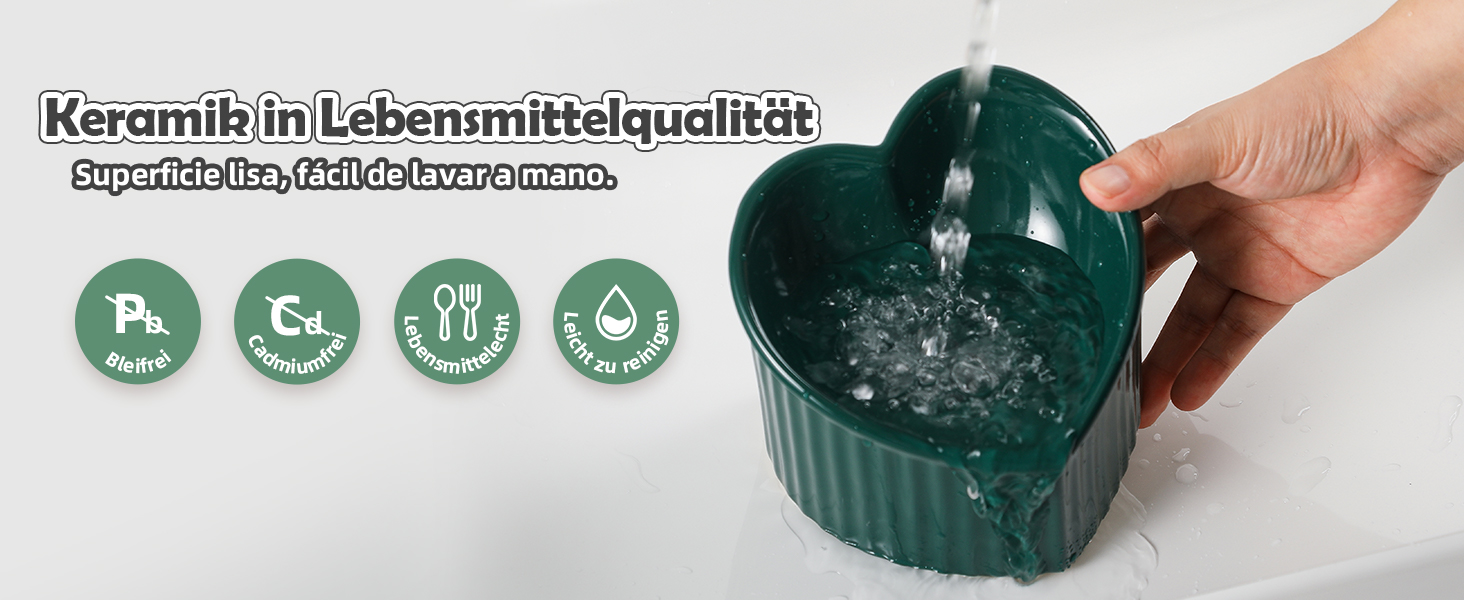 Набір мисок для котів Katzennapf Set: підняті миски, кераміка, проти ковзання, набір з 2 шт., зелений & темно-зелений