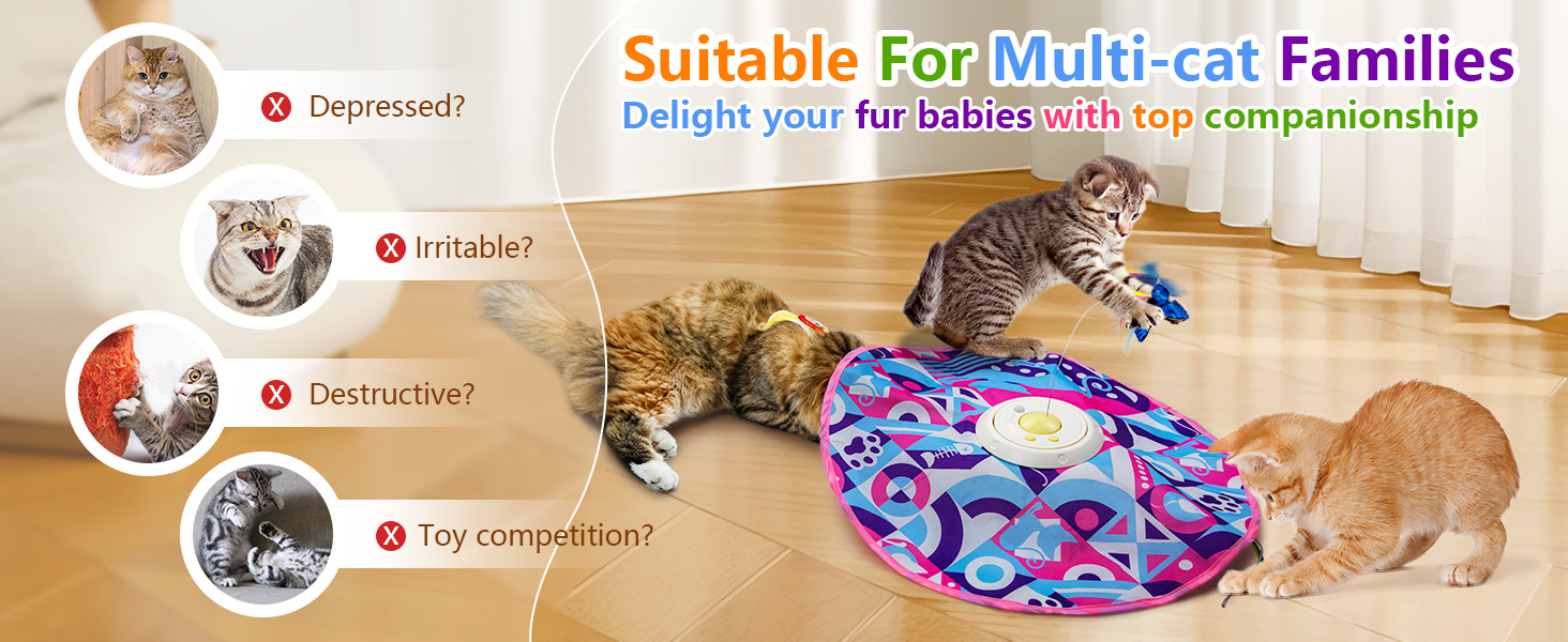 Автоматична іграшка для кота TOHDNC 3-в-1: ховається та шукає, з блискучим метеликом та рухомою пір'ям. Інтерактивна іграшка для кошенят та дорослих котів всіх порід