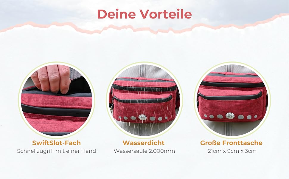 Водонепроникна сумка-пояс для собак - сумка для ласощів, сумка для тренувань, сумка для прогулянок з тримачем для пляшки, сумка для корму з дозатором для відходів, бордово-червона