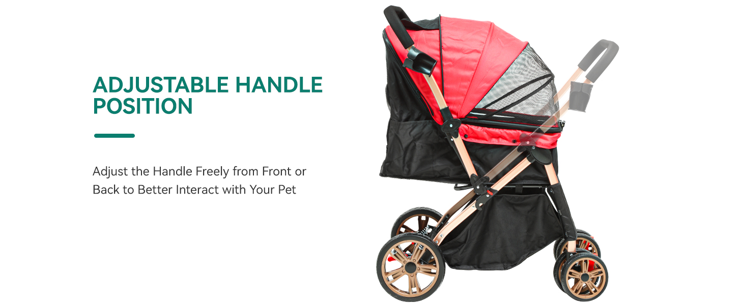 Візок для собак та котів YITAHOME, 22 кг, складання, з кошиком для зберігання, поворотні колеса, сітчасті вікна та двері (Червоний)