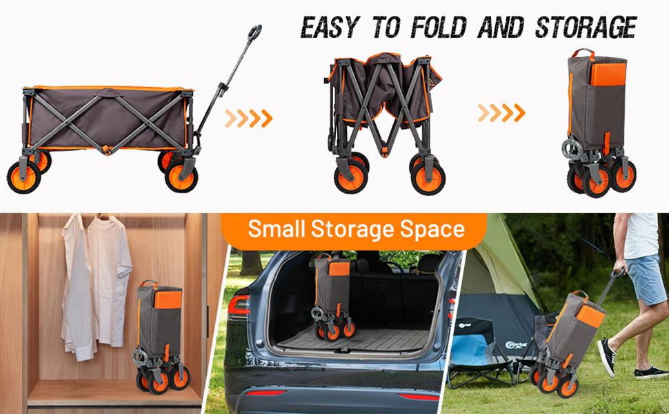 Складаний візок Bollerwagen для кемпінгу, саду, пляжу та покупок (100 кг, оранжевий)