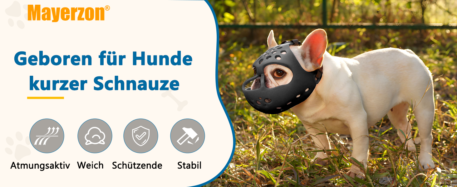 Намордник для собак Mayerzon, силіконовий, для Французького бульдога, Ши-тцу, Мопса, XL