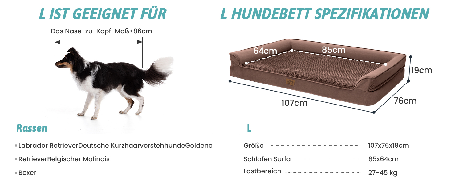 Ортопедичне ліжко для собак маленьких порід, водонепроникне диван-ліжко з бортиками, з підтримуючою піною, знімний та пральний чохол, водонепроникне дно, антиковзаюче (M 91*69*19 см, Колір: Коричневий)