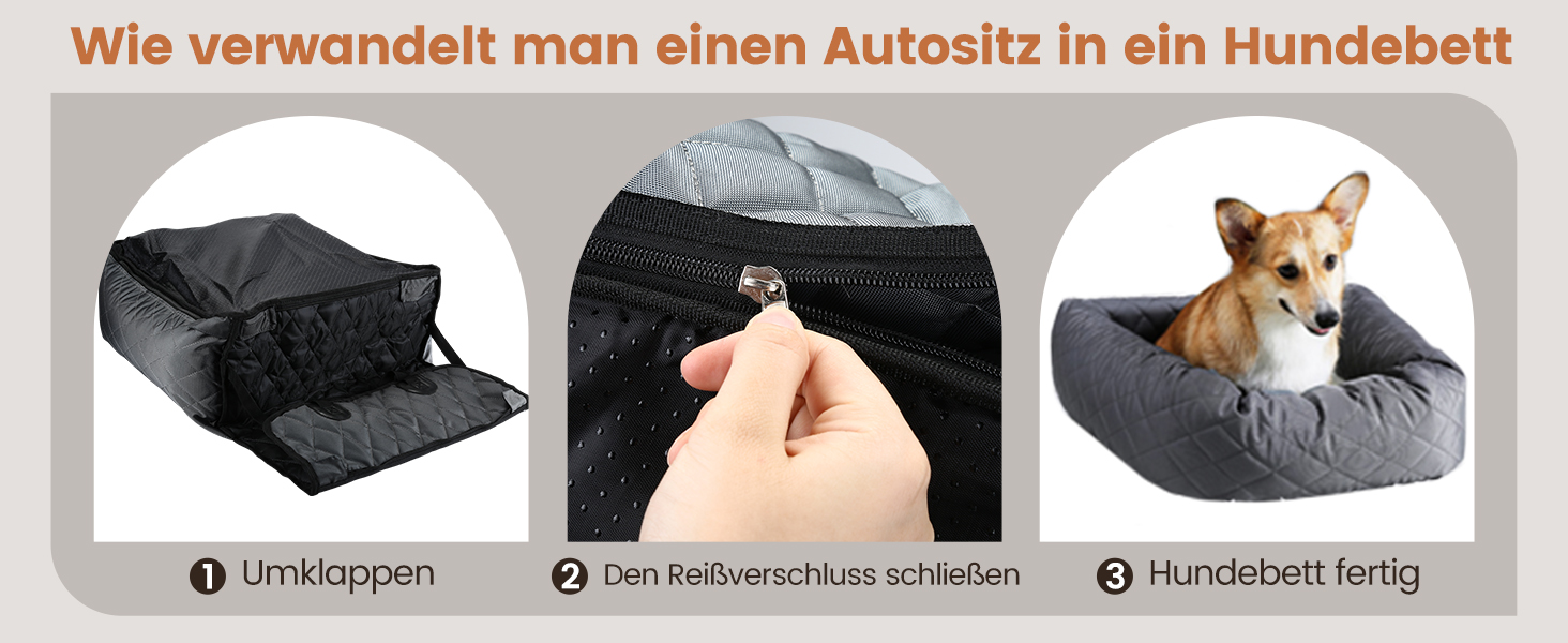 Крісло-підвищення для собак у машину 2 в 1 з підстилкою та ременем безпеки (Сірий, M)