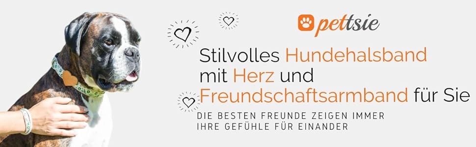 Нашийник для собак Pettsie з серцем та браслетом дружби, регульовані розміри S та M, зручний дизайнерський льон, міцний та довговічний, чудовий подарунок для любителів собак, (35,6 - 50,8 см (M), Зелений)