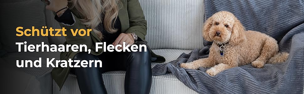 Водонепроникний плед для собак та котів на диван – захист від плям – дихаючий та пральний – Made in Germany (Антрацит, 65x95см)