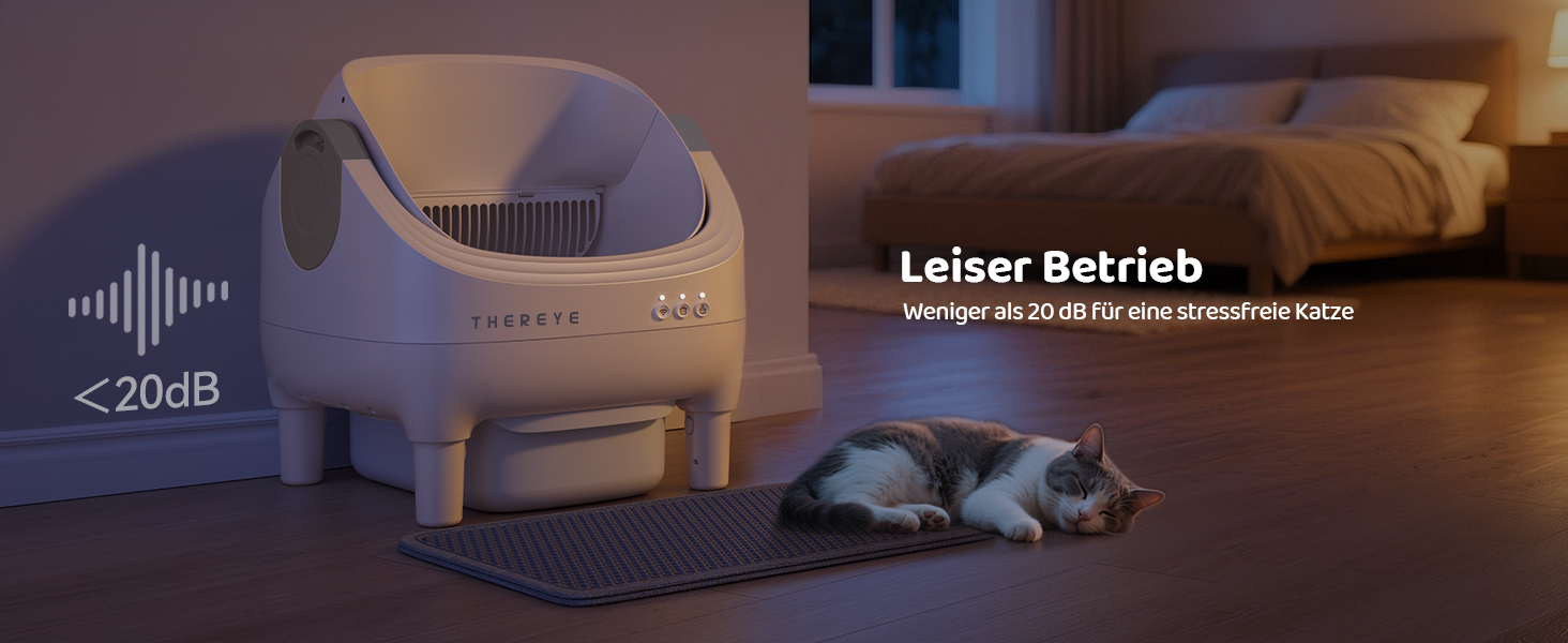 Автоматичний лоток для котів Thereye з самоочищенням, датчиком безпеки та мобільним додатком, тихий дизайн, видалення запаху, для котів вагою 1,5-12,5 кг, захист від защемлення, 14 днів відходів