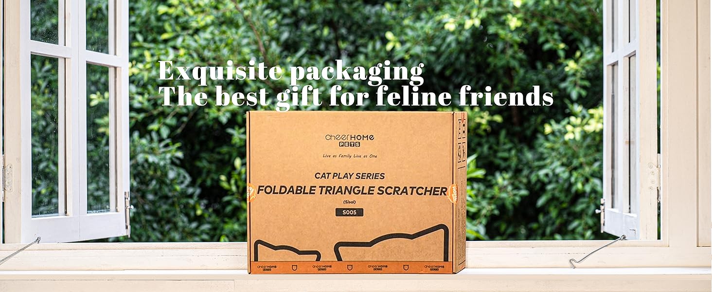 Кігтеточка для котів CheerPals з сизалю - трикутна, складана, з масиву бука, велика 51x36x45 см