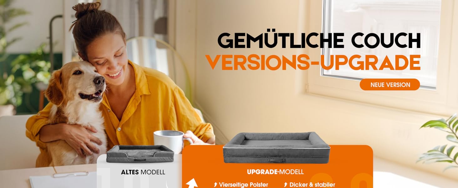 Ортопедичне ліжко для собак великих порід, кошик для собак, що можна прати, з піною у формі яйця, водовідштовхуване ліжко для собак з неслизьким дном та чотиристоронньою подушкою (сірий, 61x91x18 см)