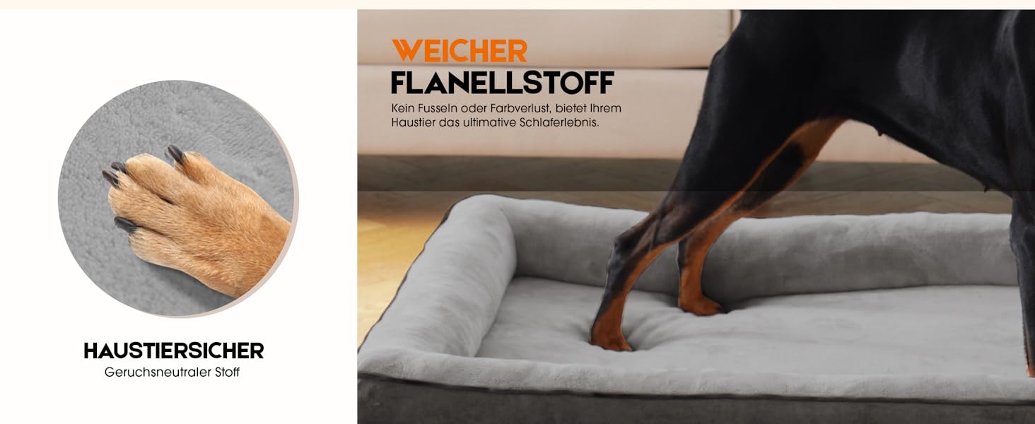 Ортопедичне ліжко для собак великих порід, кошик для собак, що можна прати, з піною у формі яйця, водовідштовхуване ліжко для собак з неслизьким дном та чотиристоронньою подушкою (сірий, 61x91x18 см)