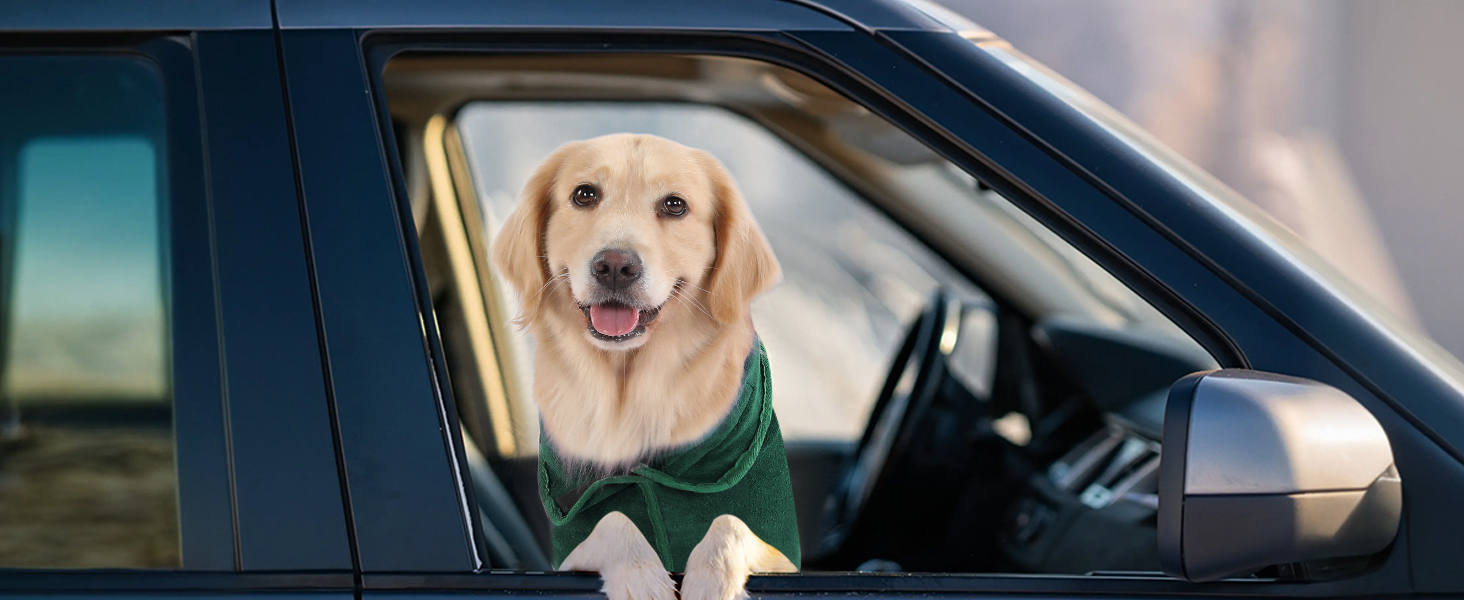 Рушник для собак PETTOM, мікрофібра, швидковисихаючий, для великих собак (M, зелений)