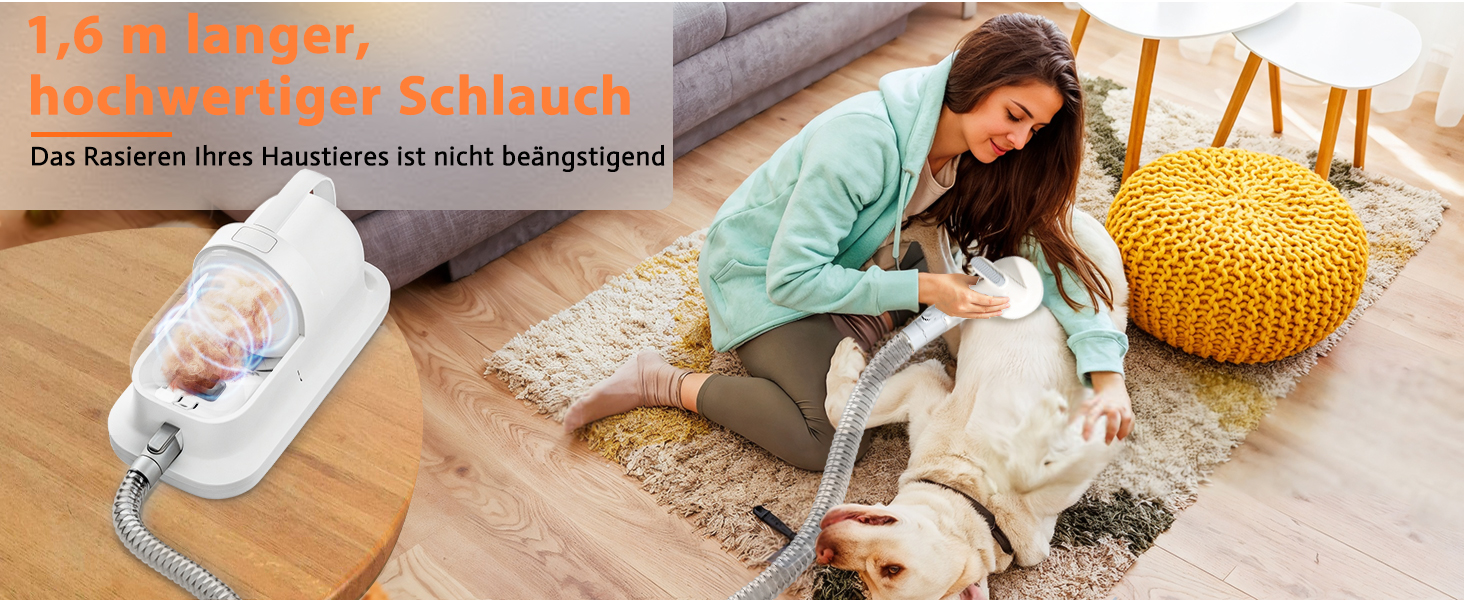 Пылесос для собак и кошек с щеткой, 16000 Па, тихий, удаляет 99.99% шерсти, набор из 6 инструментов для ухода, контейнер 1.5л