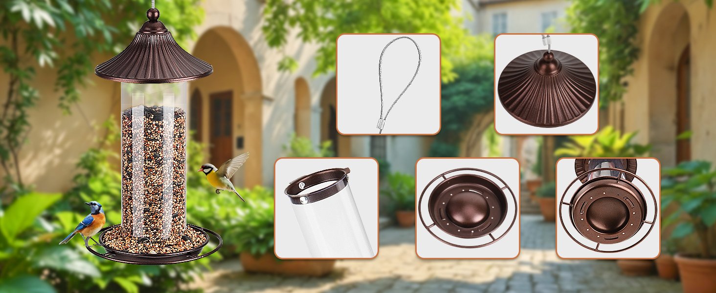 Металевий годівник для птахів, підвісний, 0,36 кг - цілорічне годування, для саду та тераси